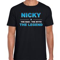 Bellatio Naam cadeau Nicky - The man, The myth the legend t-shirt Zwart