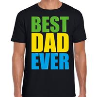 Bellatio Best dad ever / Beste vader ooit fun t-shirt met gekleurde letters - Zwart