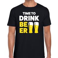 Bellatio Time to drink Beer tekst t-shirt Zwart
