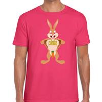 Bellatio Roze Paas t-shirt verliefde paashaas - Pasen shirt voor heren - Pasen kleding