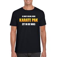 Bellatio Mijn karate pak zit in de was fun t-shirt heren Zwart