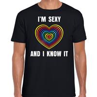 Bellatio Regenboog hart Sexy and I Know It gay pride / parade Zwart