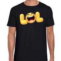 Bellatio Funny emoticon t-shirt LOL Zwart
