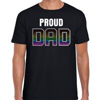 Bellatio Proud dad / trotse papa - regenboog / gay t-shirt Zwart