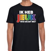 Bellatio Ik heb jeuk wie krabt me - gaypride regenboog t-shirt Zwart