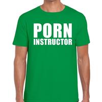 Bellatio Porn instructor tekst t-shirt Groen