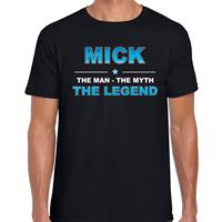 Bellatio Naam cadeau Mick - The man, The myth the legend t-shirt Zwart