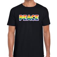 Bellatio Peace gaypride t-shirt - regenboog t-shirt Zwart