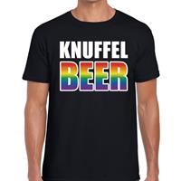 Bellatio Knuffel beer gaypride t-shirt - Zwart