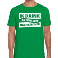 Bellatio Ik drink er nog een nachtje over tekst t-shirt groen heren - Groen