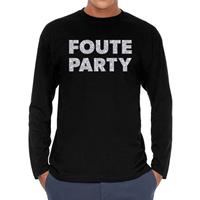 Bellatio Foute party zilver glitter long sleeve t- shirt zwart heren - Zwart