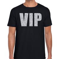 Bellatio VIP zilver glitter tekst t-shirt Zwart