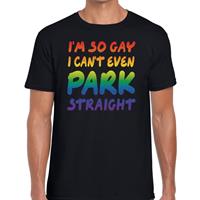 Bellatio I am so gay i can't even park straight - gaypride t-shirt Zwart