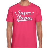 Bellatio Super papa t-shirt roze voor heren - Roze