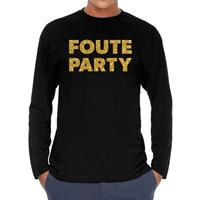 Bellatio Foute party goud glitter long sleeve t- shirt zwart heren - Zwart