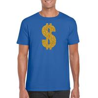 Bellatio Gouden dollar / Gangster verkleed t-shirt / kleding - Blauw