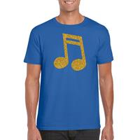 Bellatio Gouden muziek noot / muziek feest t-shirt / kleding - Blauw