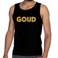 Bellatio Gouden opdruk Goud glitter tanktop / mouwloos shirt Zwart