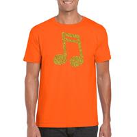 Bellatio Gouden muziek noot / muziek feest t-shirt / kleding - Oranje
