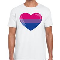 Bellatio Bisexueel hart gaypride t-shirt - Wit