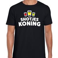 Bellatio Shotjes Koning drank fun t-shirt Zwart