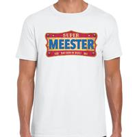 Vintage Super meester cadeau / kado t-shirt Wit