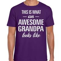 Bellatio Awesome Grandpa - geweldige opa cadeau vaderdag t-shirt Paars