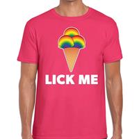 Bellatio Lick me gay pride t-shirt - Roze