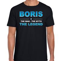 Bellatio Naam cadeau Boris - The man, The myth the legend t-shirt Zwart
