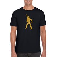 Bellatio Gouden disco t-shirt / kleding - Zwart