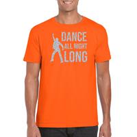 Bellatio Zilveren muziek t-shirt / shirt Dance all night long - Oranje