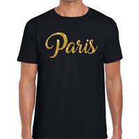 Bellatio Paris gouden glitter tekst t-shirt Zwart