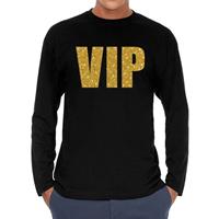 Bellatio VIP goud glitter long sleeve t- shirt zwart heren - Zwart