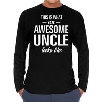 Bellatio Awesome Uncle - geweldige oom cadeau shirt long sleeve Zwart