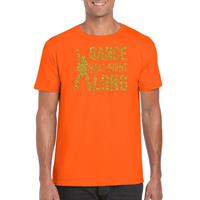 Bellatio Gouden muziek t-shirt / shirt Dance all night long - Oranje