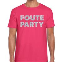 Bellatio Foute party zilveren glitter tekst t-shirt Roze