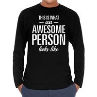 Bellatio Awesome Person - geweldige persoon cadeau shirt long sleeve Zwart