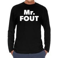 Bellatio Mr. Fout Long sleeve t-shirt zwart heren - Zwart