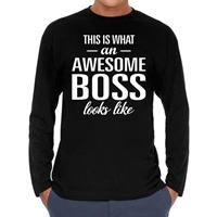 Bellatio Awesome Boss - geweldige baas cadeau shirt long sleeve Zwart