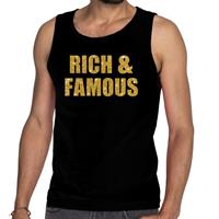 Bellatio Gouden rich && famous glitter tanktop / mouwloos shirt Zwart