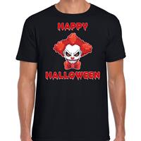 Bellatio Halloween - Happy Halloween rode horror clown verkleed t-shirt Zwart