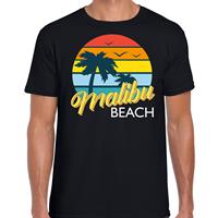 Bellatio Malibu zomer t-shirt / shirt Malibu beach zwart voor heren - Zwart
