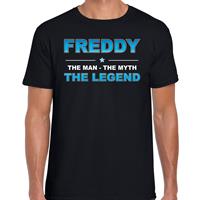 Bellatio Naam cadeau Freddy - The man, The myth the legend t-shirt Zwart