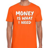 Bellatio Oranje fun tekst t-shirt - Money is what i Need - Oranje