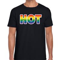 Bellatio Hot gaypride t-shirt - regenboog t-shirt Zwart