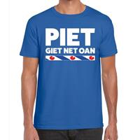 Bellatio Blauw t-shirt met Friese uitspraak Piet Giet Net Oan heren - Friese weerman tekst shirt