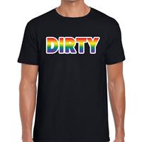 Bellatio Dirty gaypride t-shirt - regenboog t-shirt Zwart