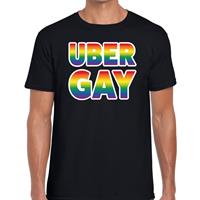 Bellatio Uber gay gaypride t-shirt - regenboog t-shirt Zwart