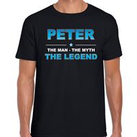 Bellatio Naam cadeau Peter - The man, The myth the legend t-shirt Zwart