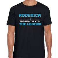 Bellatio Naam cadeau Roderick - The man, The myth the legend t-shirt Zwart